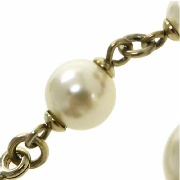 CHANEL CC Logo Multicolor Stone Pearl Bracelet 6.5" Gold Tone 12P Auth #6767F - Picture 5 of 6